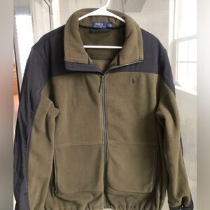 Polo by Ralph Lauren Olive Green & Black Fleece Zip Jacket